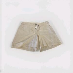 Lane Bryant Linen Shorts Chino Flat Front Pockets Stretch Khaki Sz 28 NWT